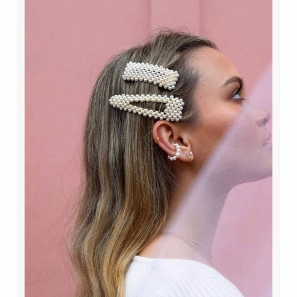 ZARA Hair Clip Pearl Set Rose Gold Jumbo Duo NEW - Picture 14 of 15